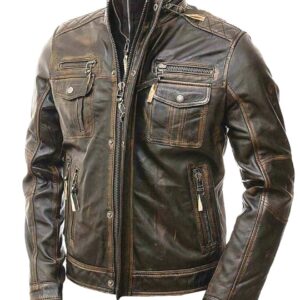 Mens-Cafe-Racer-Black-Distressed-Real-Leather-Jacket-